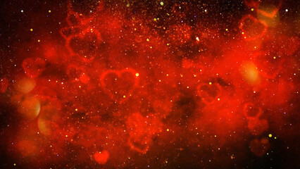 Wall Mural - valentine hearts sparkling red background features a red atmosphere full of cloud shaped hearts, clo