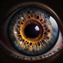 macro photo hyperrealistic extreme detail eye ball with black background 