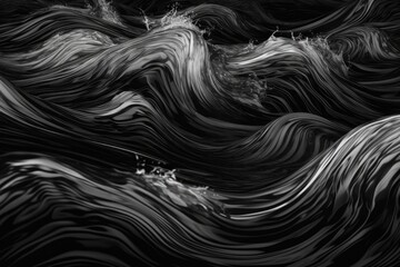 Poster - monochromatic image featuring undulating ocean waves. generative ai