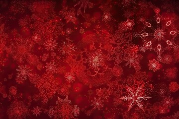 Wall Mural - festive red background with snowflakes. Generative AI