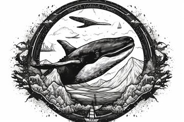 Canvas Print - majestic whale breaching the surface of the ocean. Generative AI