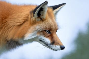 Wall Mural - red fox portrait, red fox closeup in nature