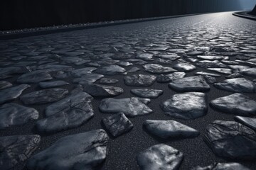 Canvas Print - charming cobblestone street illuminated by a warm light. Generative AI