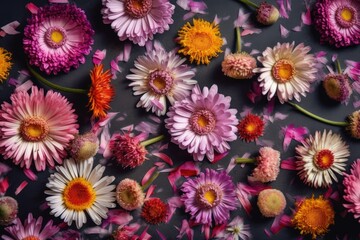 Wall Mural - colorful bouquet of flowers arranged on a wooden table. Generative AI