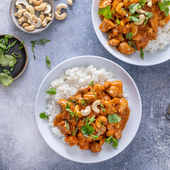 Wall Mural - Traditional thai chicken curry with cashews and herbs