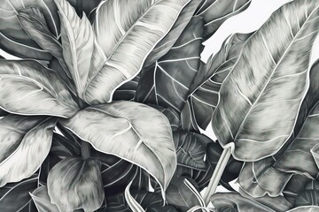 Poster - monochromatic sketch of a botanical specimen. Generative AI