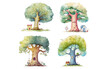 Watercolor tree house for children cloth. Transparent Background. Generative AI
