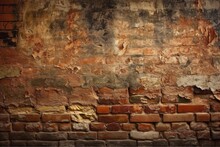 Distressed Brick Wall With Peeling Paint. Generative AI