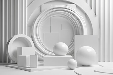 Poster - Illustration of white objects arranged on a table. Generative AI