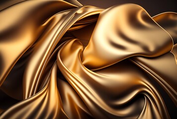 Abstract gold fabric background texture with golden elegant satin material. generative AI