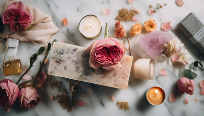 Sticker - Aromatherapy candle with flower petal decoration generated by AI