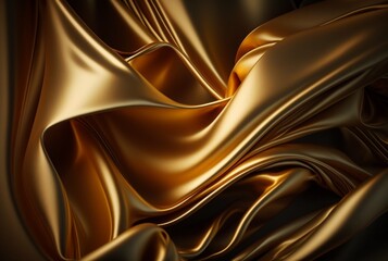 Abstract gold fabric background texture with golden elegant satin material. generative AI