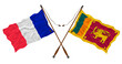 National flag  of Sri Lanka and France. Background for designers