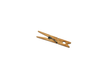 classic wooden clothespin isolated