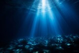 Fototapeta Do akwarium - Underwater Blue Abstract background. Ocean Nature Seascape Wallpaper