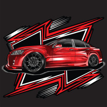 Red Drag Race Illustration Isolated In Black Background For Poster, T-shirt, Graphic Design, Business Element, And Card