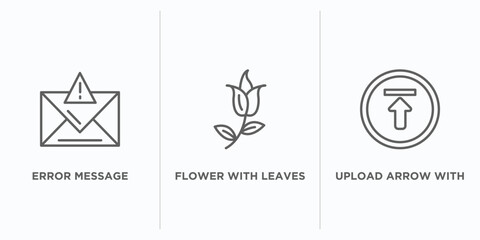 Poster - ultimate glyphicons outline icons set. thin line icons such as error message, flower with leaves, upload arrow with bar vector. linear icon sheet can be used web and mobile