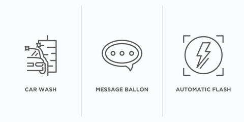 Poster - ultimate glyphicons outline icons set. thin line icons such as car wash, message ballon, automatic flash vector. linear icon sheet can be used web and mobile