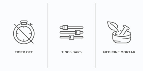 Poster - ultimate glyphicons outline icons set. thin line icons such as timer off, tings bars, medicine mortar vector. linear icon sheet can be used web and mobile