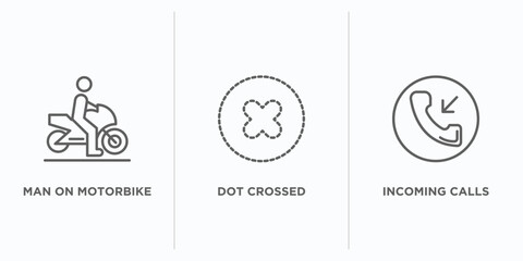 Poster - ultimate glyphicons outline icons set. thin line icons such as man on motorbike, dot crossed, incoming calls vector. linear icon sheet can be used web and mobile