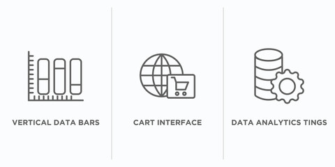 Poster - user interface outline icons set. thin line icons such as vertical data bars, cart interface, data analytics tings vector. linear icon sheet can be used web and mobile