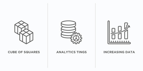 Poster - user interface outline icons set. thin line icons such as cube of squares, analytics tings, increasing data vector. linear icon sheet can be used web and mobile