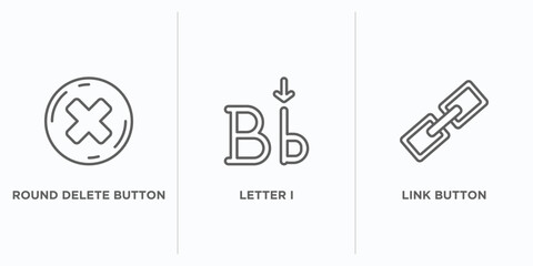 Poster - user interface outline icons set. thin line icons such as round delete button, letter i, link button vector. linear icon sheet can be used web and mobile