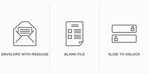 Poster - user interface outline icons set. thin line icons such as envelope with message, blank file, slide to unlock vector. linear icon sheet can be used web and mobile