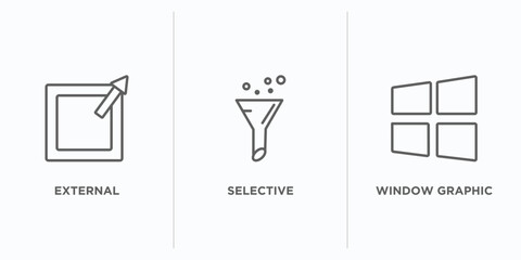Poster - user interface outline icons set. thin line icons such as external, selective, window graphic vector. linear icon sheet can be used web and mobile