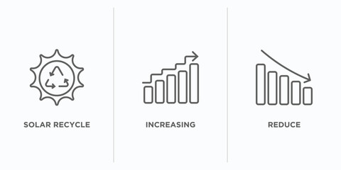 Poster - user interface outline icons set. thin line icons such as solar recycle, increasing, reduce vector. linear icon sheet can be used web and mobile