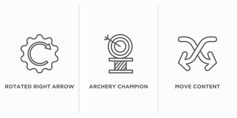 Poster - user interface outline icons set. thin line icons such as rotated right arrow, archery champion, move content vector. linear icon sheet can be used web and mobile
