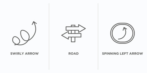 Poster - user interface outline icons set. thin line icons such as swirly arrow, road, spinning left arrow vector. linear icon sheet can be used web and mobile