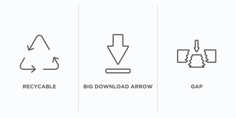 Poster - user interface outline icons set. thin line icons such as recycable, big download arrow, gap vector. linear icon sheet can be used web and mobile