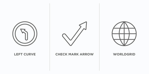 Poster - user interface outline icons set. thin line icons such as left curve, check mark arrow, worldgrid vector. linear icon sheet can be used web and mobile