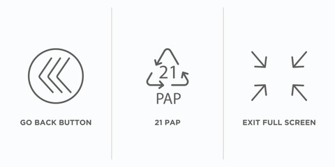 Poster - user interface outline icons set. thin line icons such as go back button, 21 pap, exit full screen arrows vector. linear icon sheet can be used web and mobile