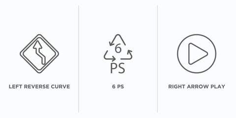Poster - user interface outline icons set. thin line icons such as left reverse curve, 6 ps, right arrow play button vector. linear icon sheet can be used web and mobile