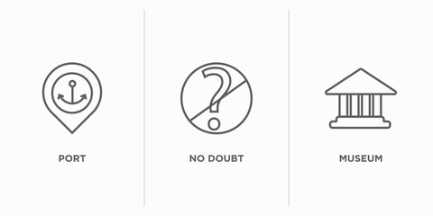 Poster - traffic signs outline icons set. thin line icons such as port, no doubt, museum vector. linear icon sheet can be used web and mobile
