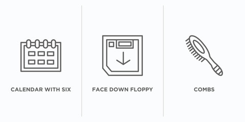 Poster - tools and utensils outline icons set. thin line icons such as calendar with six days, face down flop