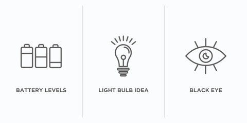 Poster - technology outline icons set. thin line icons such as battery levels, light bulb idea, black eye vector. linear icon sheet can be used web and mobile
