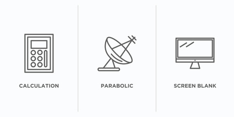 Poster - technology outline icons set. thin line icons such as calculation, parabolic, screen blank vector. linear icon sheet can be used web and mobile