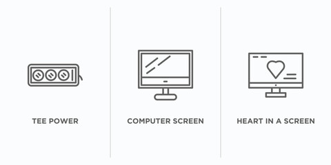 Poster - technology outline icons set. thin line icons such as tee power, computer screen linux, heart in a screen vector. linear icon sheet can be used web and mobile