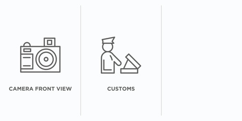 Poster - technology outline icons set. thin line icons such as camera front view, customs, computer microprocessor vector. linear icon sheet can be used web and mobile