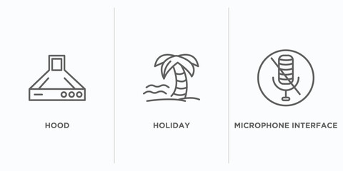 Poster - technology outline icons set. thin line icons such as hood, holiday, microphone interface vector. linear icon sheet can be used web and mobile