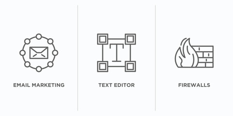 Poster - technology outline icons set. thin line icons such as email marketing, text editor, firewalls vector. linear icon sheet can be used web and mobile