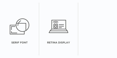 Poster - technology outline icons set. thin line icons such as serif font, retina display, internet value vector. linear icon sheet can be used web and mobile