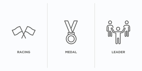 Poster - strategy outline icons set. thin line icons such as racing, medal, leader vector. linear icon sheet can be used web and mobile