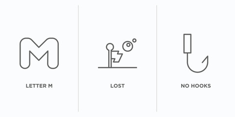 Poster - signaling outline icons set. thin line icons such as letter m, lost, no hooks vector. linear icon sheet can be used web and mobile