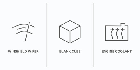 Poster - shapes outline icons set. thin line icons such as winshield wiper, blank cube, engine coolant vector. linear icon sheet can be used web and mobile