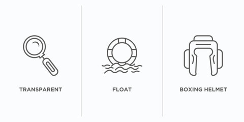 Poster - security outline icons set. thin line icons such as transparent, float, boxing helmet vector. linear icon sheet can be used web and mobile