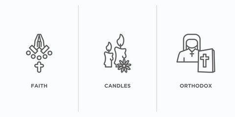 Poster - religion outline icons set. thin line icons such as faith, candles, orthodox vector. linear icon sheet can be used web and mobile